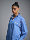 Pleated cotton bomber - Pinstriped