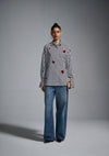 Hand-embroidered 'Blood' motif pinstriped shirt - Black