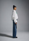 Hand-embroidered 'Blood' cropped shirt - White