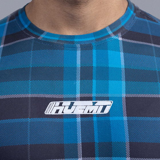 Men's fitted t-shirt  in madras checks pattern (Blue)