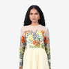 Hand-Embroidered Pleated Gown - Cream