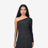 Off shoulder hand-embroidered gown