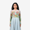 Hand-Embroidered Pleated Gown - Powder Blue