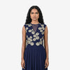 Navy Blue Embroidered Maxi Dress