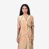 Beige Embroidered 'V' neck Maxi Dress
