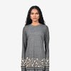 Grey hand-embroidered dress with long sleeves