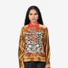 Hand-embroidered snake-skin velvet jacket - Brown