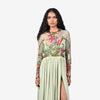Green Silk Georgette Sequins Round Embellished Gown
