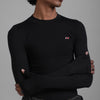 SuperHUEMN Striped Fitted Thumbhole T-shirt (Black)