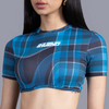 Cropped t-shirt in madras checks pattern (Blue)