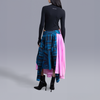 Half & half skirt in madras checks pattern (Blue)