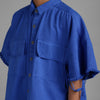 SuperHUEMN Denim Overshirt with Patched Pockets (Blue)