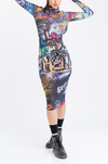 'Huemn City' Semi-Sheer Midi Dress