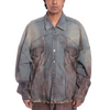 Oversized unisex jacket with hand-painted whitewash surface(Indigo)