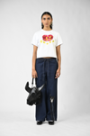 Straight fit hand-embroidered canine denim