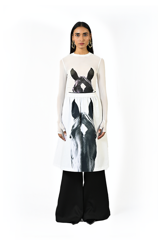 Horse printed cotton skirt