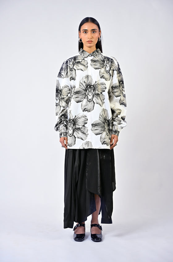 Canine printed cotton shirt - White