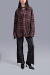 Oversized unisex shirt in madras checks pattern (Brown)