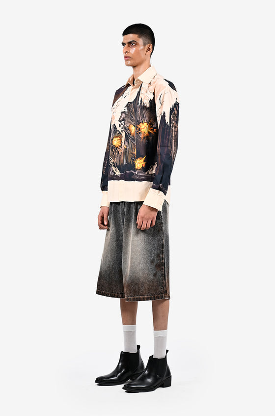 Mud-washed sulphur jorts (Dusk)