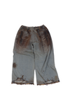 Oversized unisex denim with hand-painted dark mud-washed surface (Indigo)