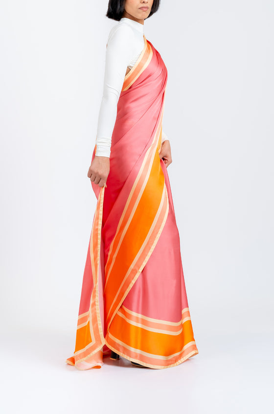 The Racer Stripe Sari (Blush Pink)