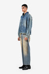 Hand-painted mud-washed denim (Indigo)