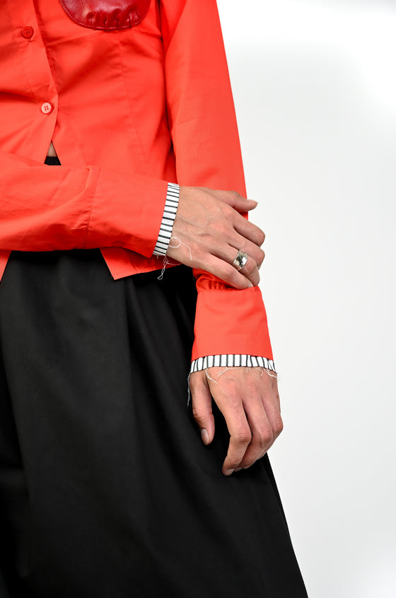 HUEMN Corset style shirt with pocket detail (Red)