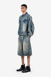 Indigo mud-washed denim jacket