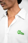 Embroidered logo cotton shirt (White)