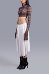 Gloved crop top in madras checks pattern (Brown)