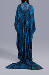 Double pallu sari in madras checks pattern (Blue)