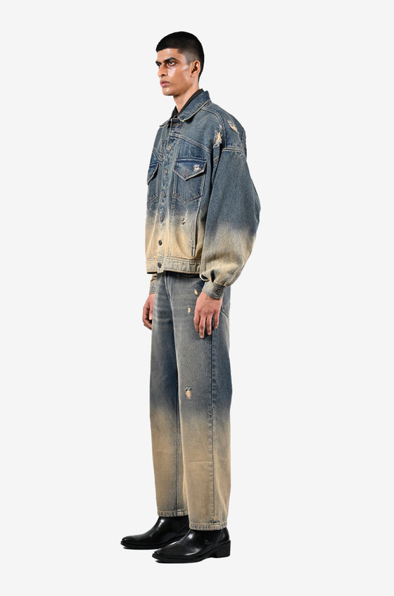 Indigo-Ombre wash denim jacket