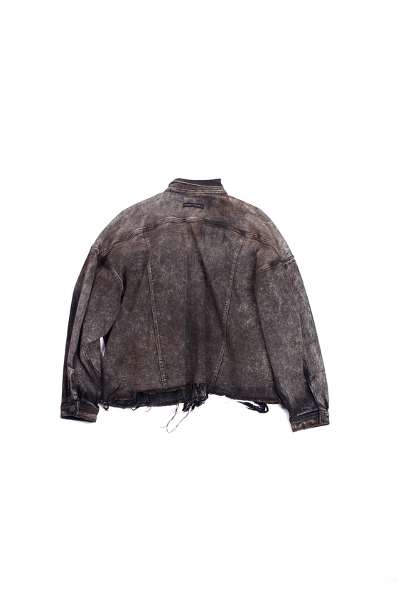 Oversized unisex jacket with hand-painted mud-washed surface (Dusk)