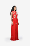 Red Embroidered Maxi Dress
