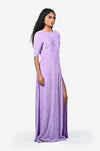 Sequinned striped Full Length Dress - Lavender