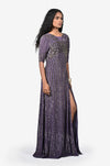 Sequinned striped Full Length Dress - Dark Purple
