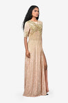 Sequinned striped Full Length Dress - Powder Pink