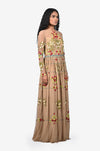Beige Embroidered Maxi Dress
