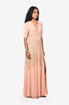 Peach Full Length sequins Dress