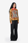 Hand-embroidered snake-skin velvet jacket - Brown