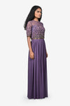 Purple Hand embroidered gown