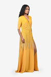 Mustard Full Length sequins Dress