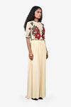 Embroidered Flared Gown (Off-White)