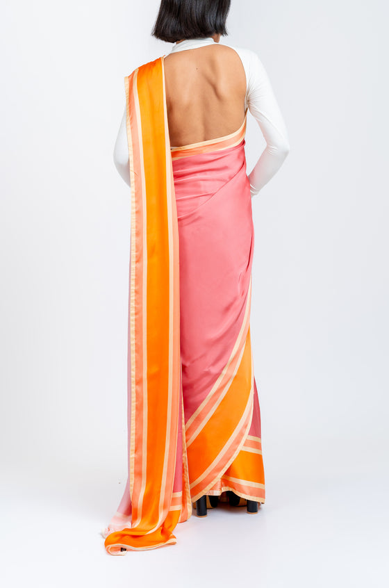 The Racer Stripe Sari (Blush Pink)