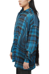 Oversized unisex shirt in madras checks pattern (Blue)