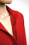 Straight Fit Silk Shirt (Iconic Red)