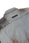 Oversized unisex jacket with hand-painted dark mud-washed surface (Indigo)