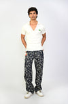 Straight fit denim in jacquard weave pattern(Indigo)