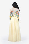 Hand-Embroidered Pleated Gown - Cream
