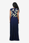Navy Blue Embroidered Maxi Dress